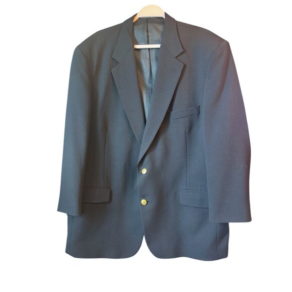 Vintage Wimbledon Of England Mens Navy Blazer 46R Wool Blend Suit Jacket Classic - Picture 1 of 11